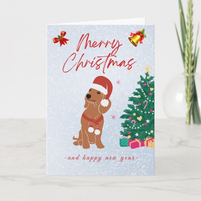 Carte de Noël Teckel (Devant)