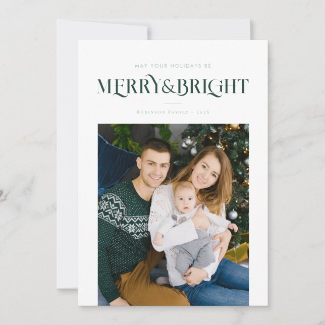 carte de Noël tendance joyeuse et lumineuse bleue (Devant)