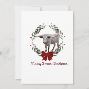 Carte de Noël Texas Longhorn