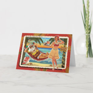 Carte de Noël Tiki Bar Santa Claus