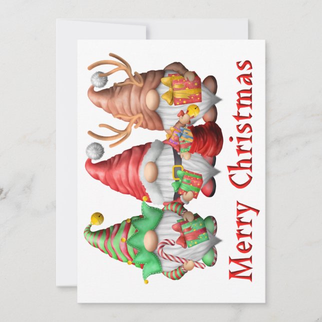 Carte de Noël trio du pôle Nord Gnomes (Devant)