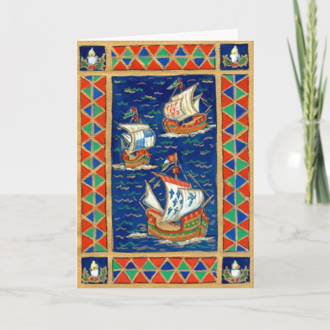 Carte de Noël - Trois navires (Devant)
