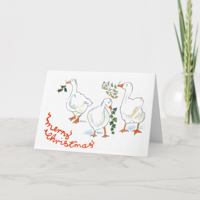 Carte de Noël - Trois oies (Devant)