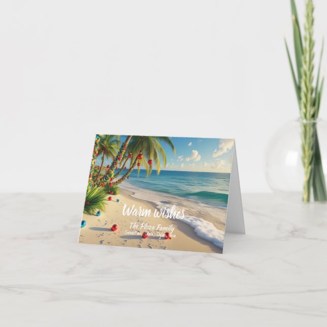 Carte de Noël Tropical Beach - Carte de famille pe (Devant)