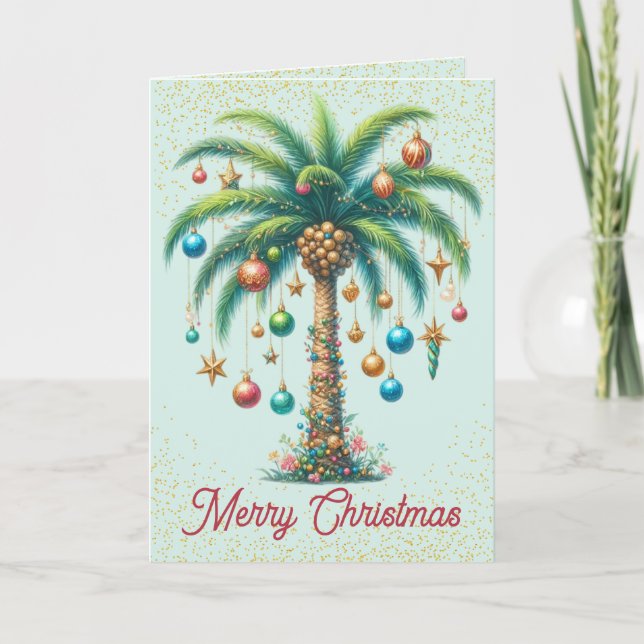 Carte de Noël Tropical Palm Tree (Devant)