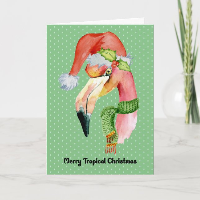Carte de Noël tropicale avec Flamant rose (Devant)