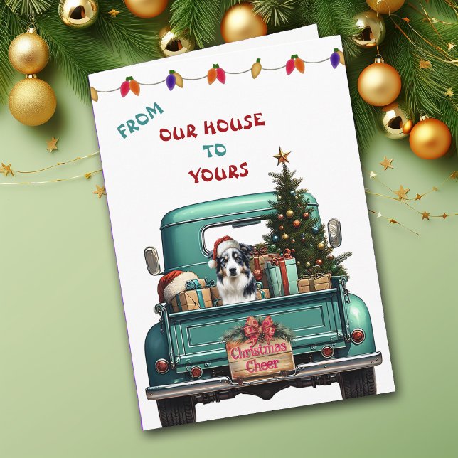 Carte de Noël Truck Color Australian Shepherd Truc (Créateur téléchargé)