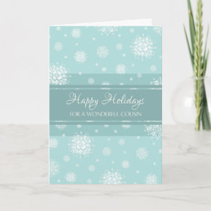 Carte de Noël turquoise de cousin de neige bonnes