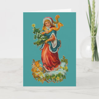 Carte de Noël turquoise vintage de ruban