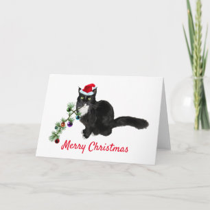 Carte de Noël Tuxedo Cat Tree