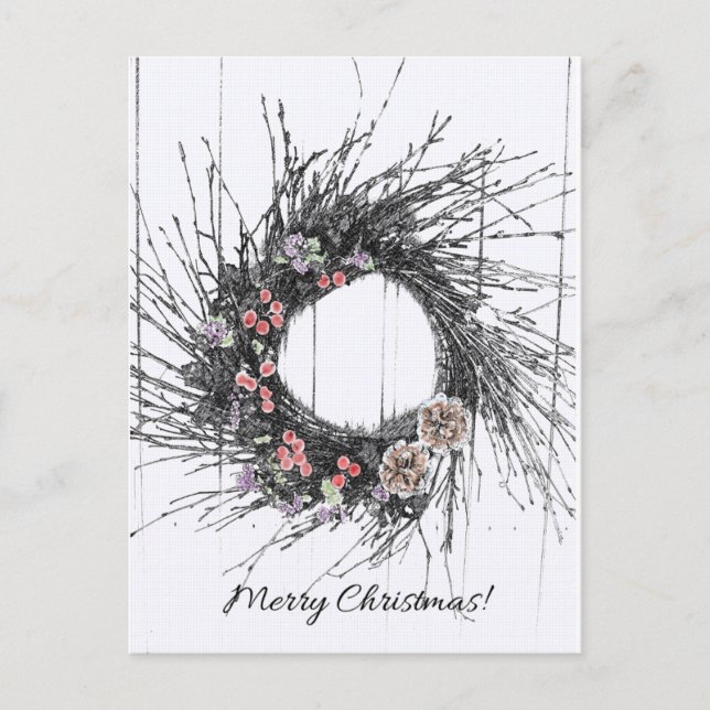 carte de noël twig wreath (Devant)
