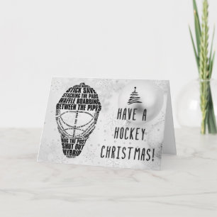 Carte de Noël typographique Masque de gardien de b