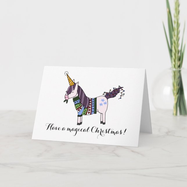 Carte de Noël Unicorne (Devant)