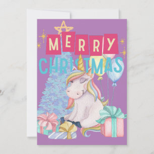 Carte de Noël Unique Cute Unicorn