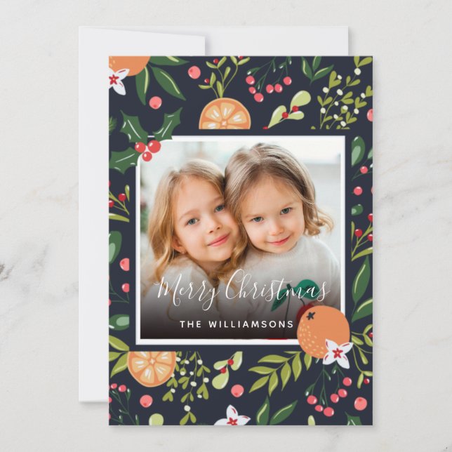 Carte de Noël Vacances Verdure et Citrus (Devant)