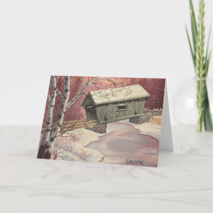 Carte de Noël Vermont Snowy Covery Bridge
