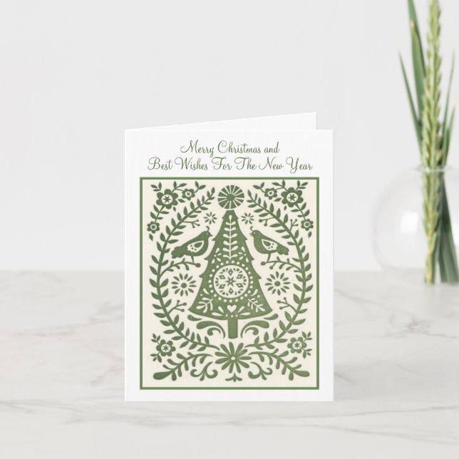 Carte de Noël - Vert de Noël scandinave (Devant)