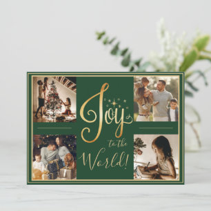 Carte de Noël verte avec 4 photos