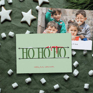 Carte de Noël verte avec photo et elfes farceurs