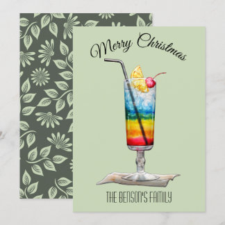Carte de Noël verte Cocktail