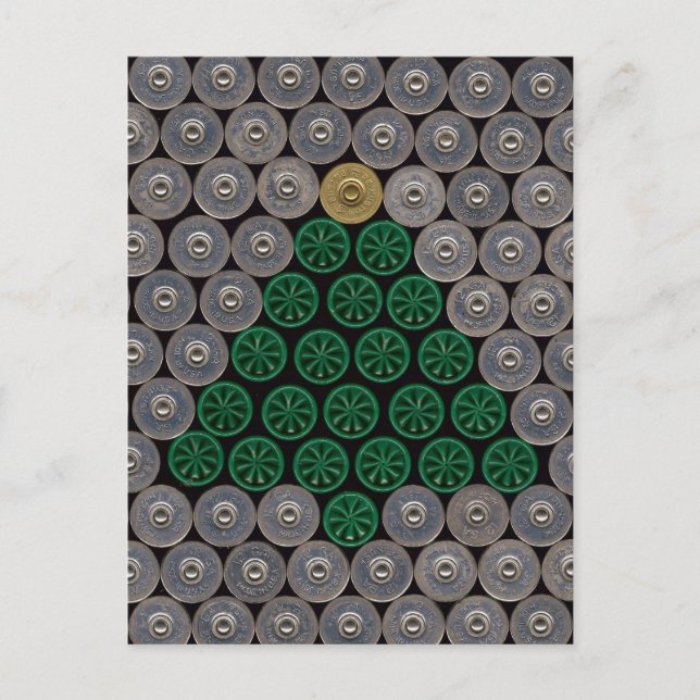 Carte de Noël verte d'arbre de coquille de fusil (Devant)