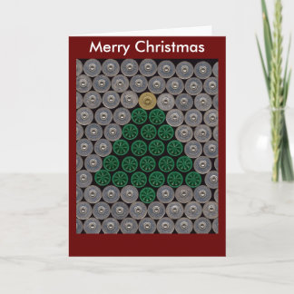 Carte de Noël verte d'arbre de coquille de fusil