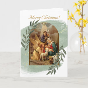 Carte de Noël verte de la crèche