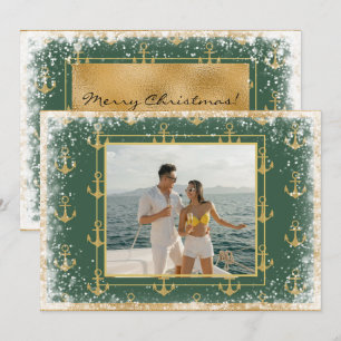 Carte de Noël verte de Noël photo nautique