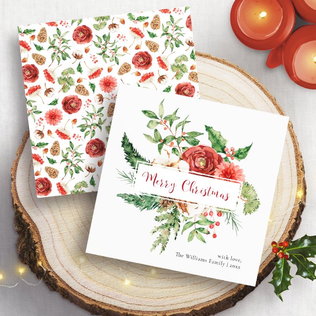 Carte de Noël verte élégante (Greenery Elegant Merry Christmas Card
)