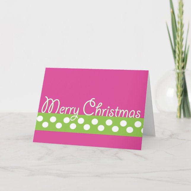 Carte de Noël verte et rose (Devant)