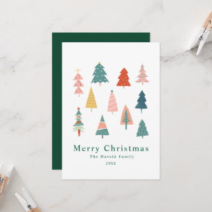 Carte de Noël verte non-photo élégante