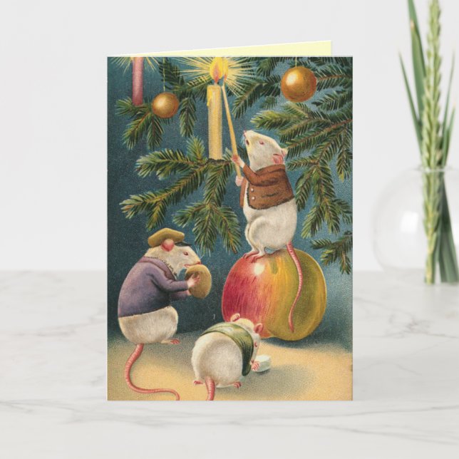 Carte de Noël Victorian Mice (Devant)