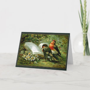 Carte de Noël victorienne Caroling Birds