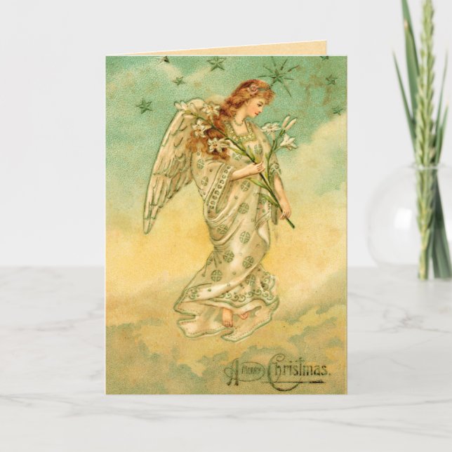 Carte de Noël victorienne d'ange (Devant)