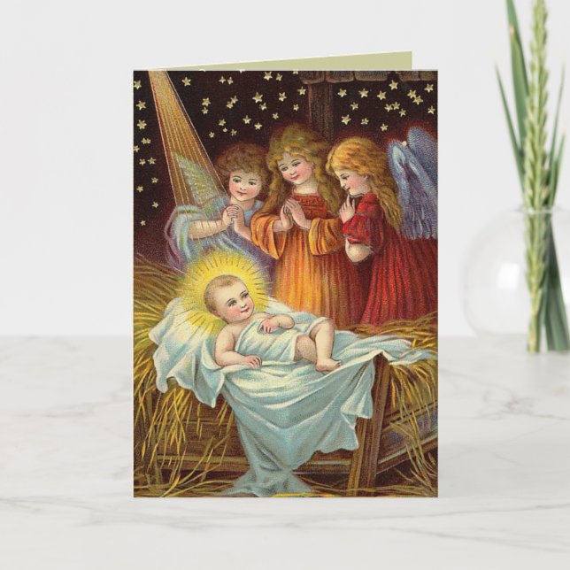 Carte de Noël victorienne de nativité (Devant)