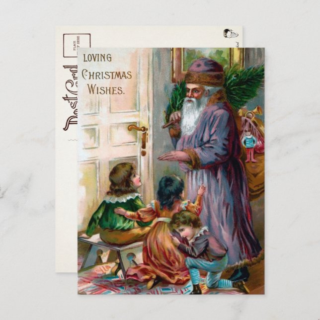 Carte de Noël victorienne de Père Noël effrayant (Devant / Derrière)