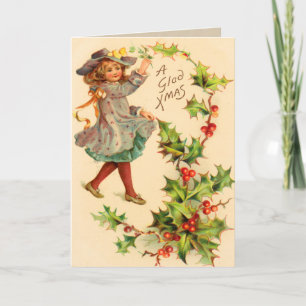 Carte de Noël victorienne de vacances, vacances,
