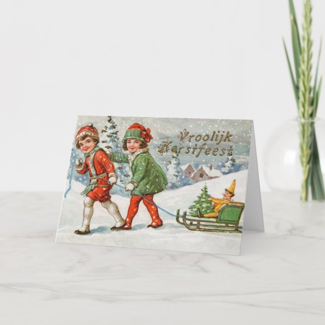 Carte de Noël victorienne de Vroolijk Kerstfeest (Devant)