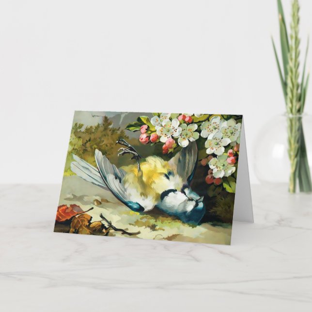 Carte de Noël victorienne d'oiseau mort (Devant)