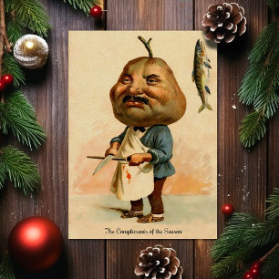 Carte de Noël victorienne étrange vintage