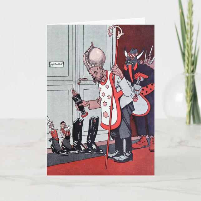 Carte de Noël Victorienne vintage Krampus (Devant)