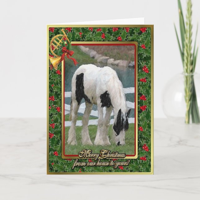 Carte de Noël vierge au Cheval de Cob tzigane (Devant)