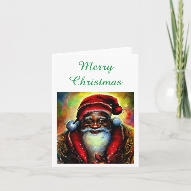 Carte de Noël vierge Père Noël noir Joyeux Noël (Devant)