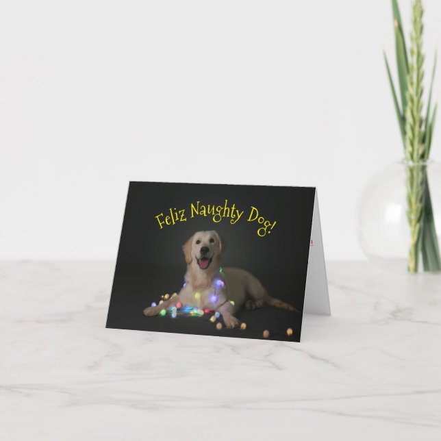 Carte de Noël vilaine de chien de Feliz (Devant)