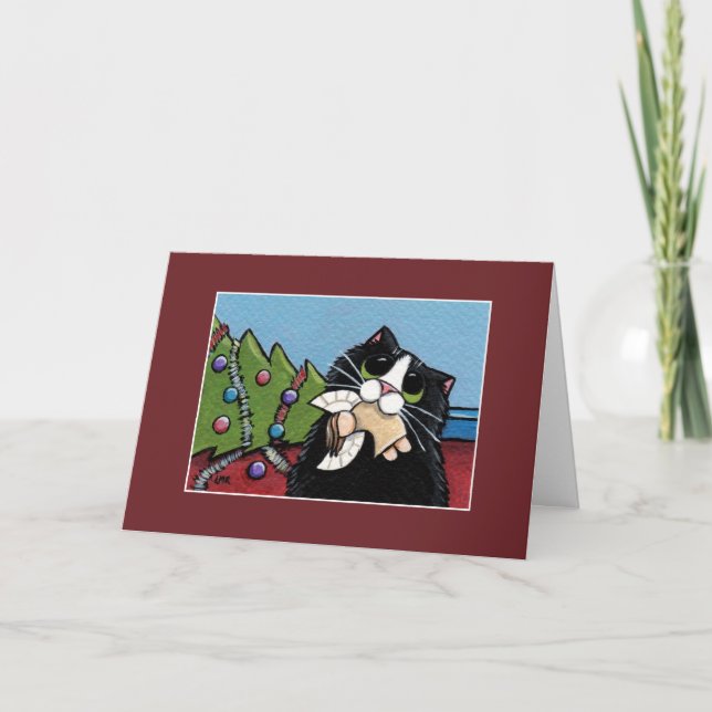 Carte de Noël vilaine de l'ange | de chat et de (Devant)