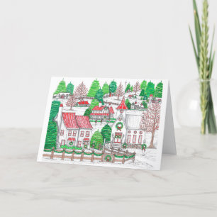 Carte de Noël Village pliée 5x7