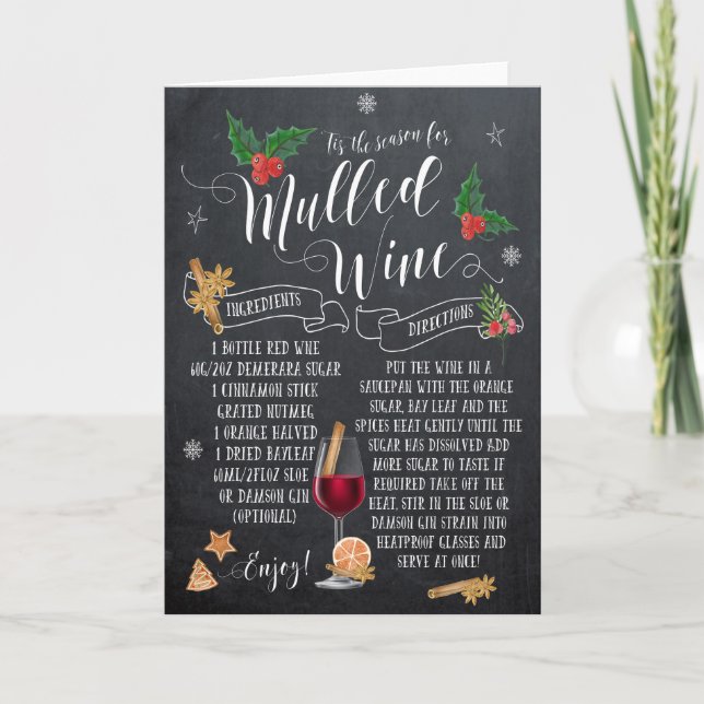 carte de noël vin mulet recette de tableau noir (Devant)