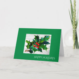 Carte de Noël vintage aux baies de houx