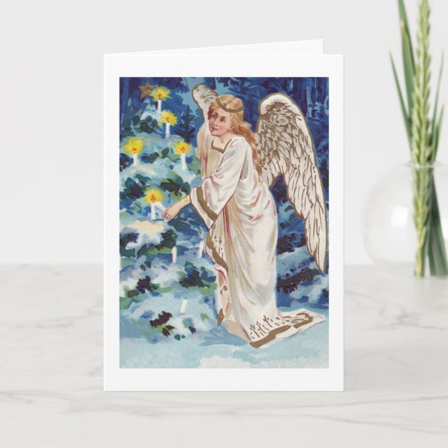 Carte de Noël Vintage avec Ange (Devant)