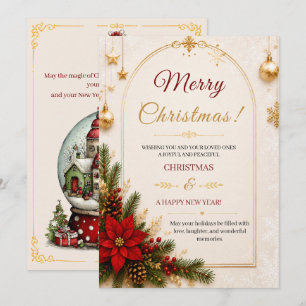 Carte de Noël vintage avec boule à neige